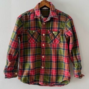 LANDS’ END KIDS FLANNEL SHIRT,‎ Sz Medium 10-12, plaid, cotton, classic, casual